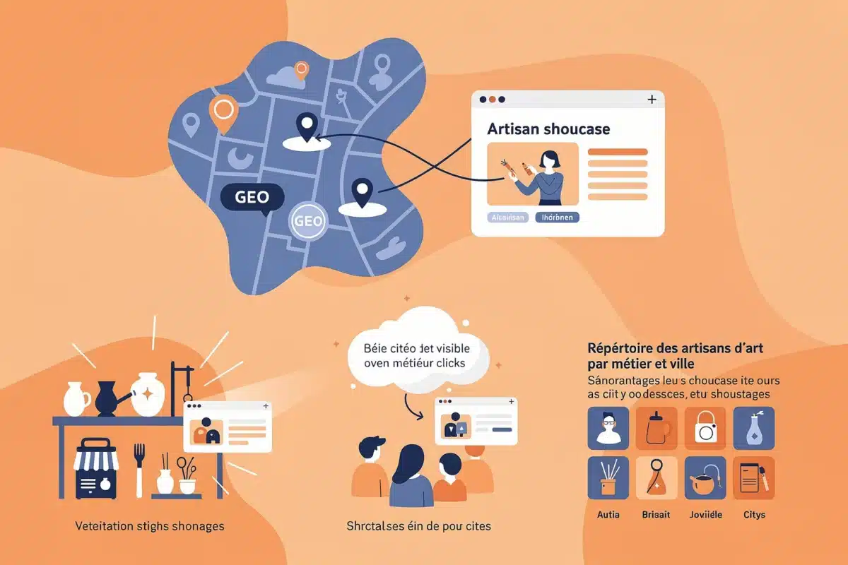 GEO et IA locale en 2026 : être cité, même sans clic GEO et IA locale en 2026 : être cité, même sans clic — Illustration — avantages site vitrine — Artisanat d'art