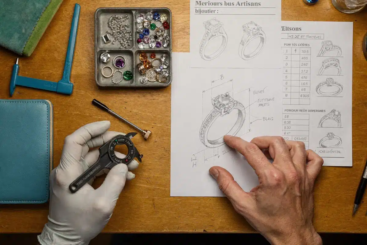 Bijouterie d’atelier : le sur-mesure discret qui tombe Bijouterie d’atelier : le sur-mesure discret qui tombe juste — Illustration — meilleurs artisans — Artisanat d'art