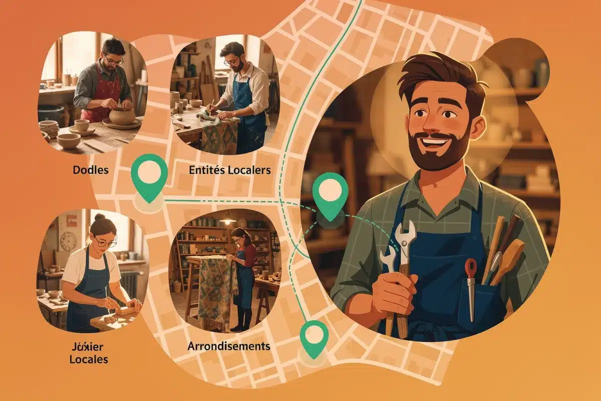 SEO local et GEO : rendre vos récits trouvables (sans t SEO local et GEO : rendre vos récits trouvables (sans trahir le réel) — Illustration — portraits d'artisans — Artisanat