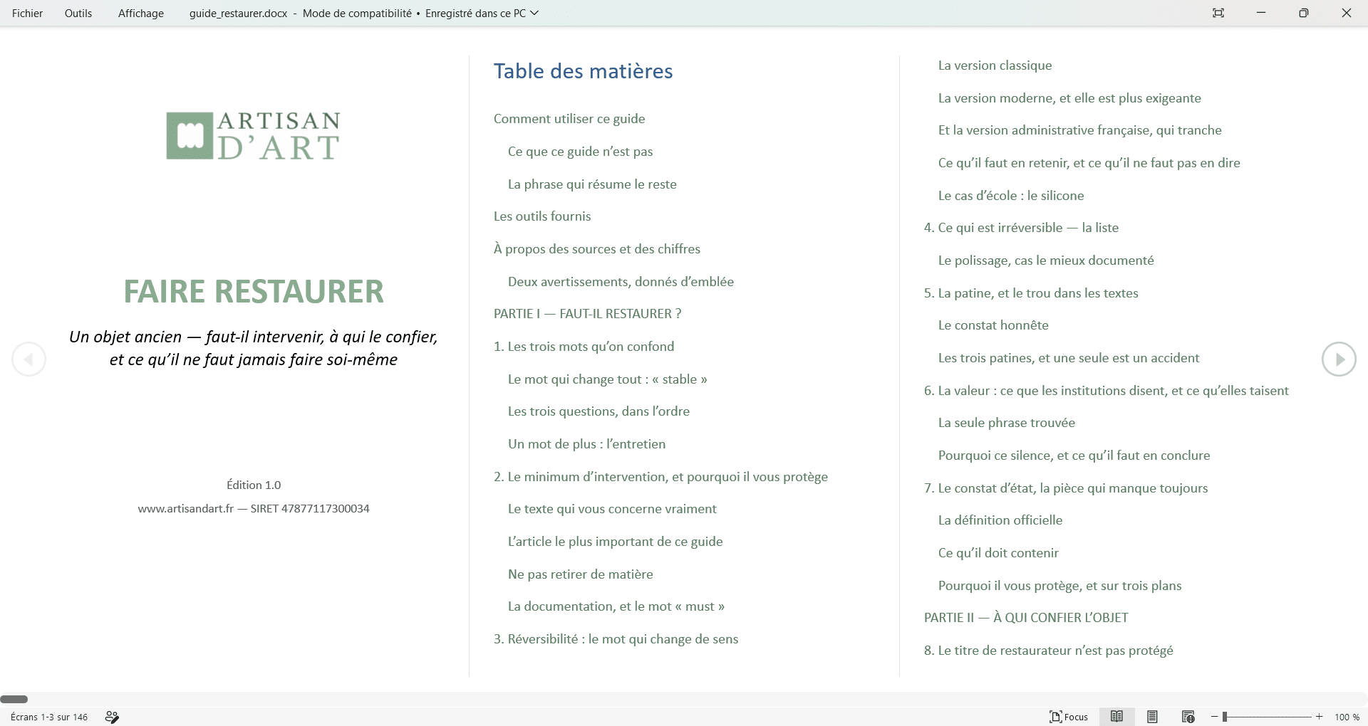 Faire restaurer un objet ancien